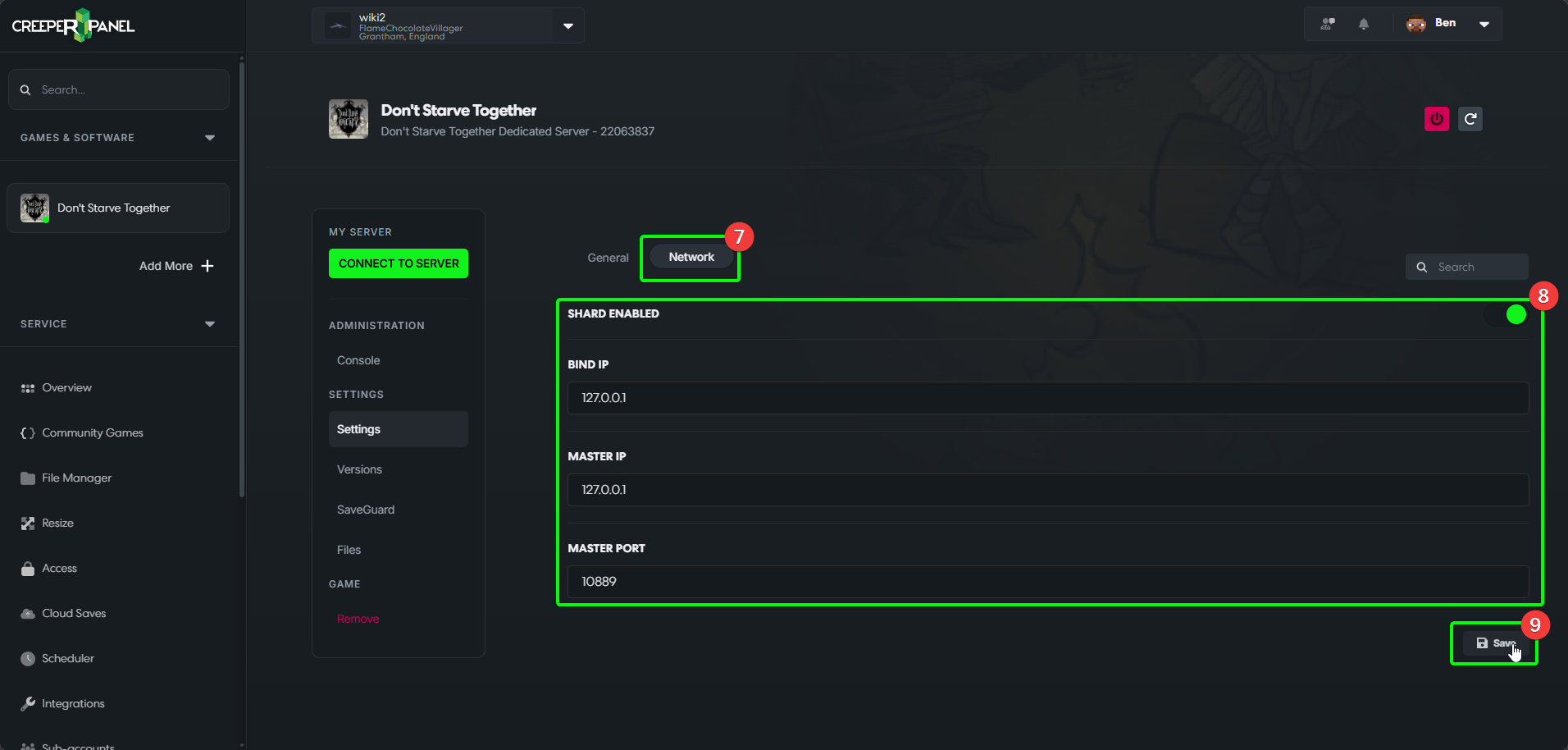 CreeperPanel DST Settings