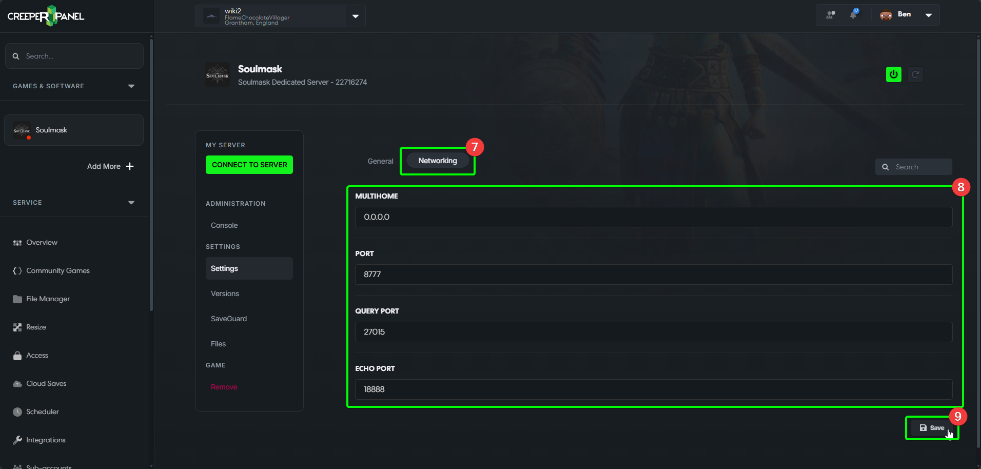 CreeperPanel Soulmask Settings