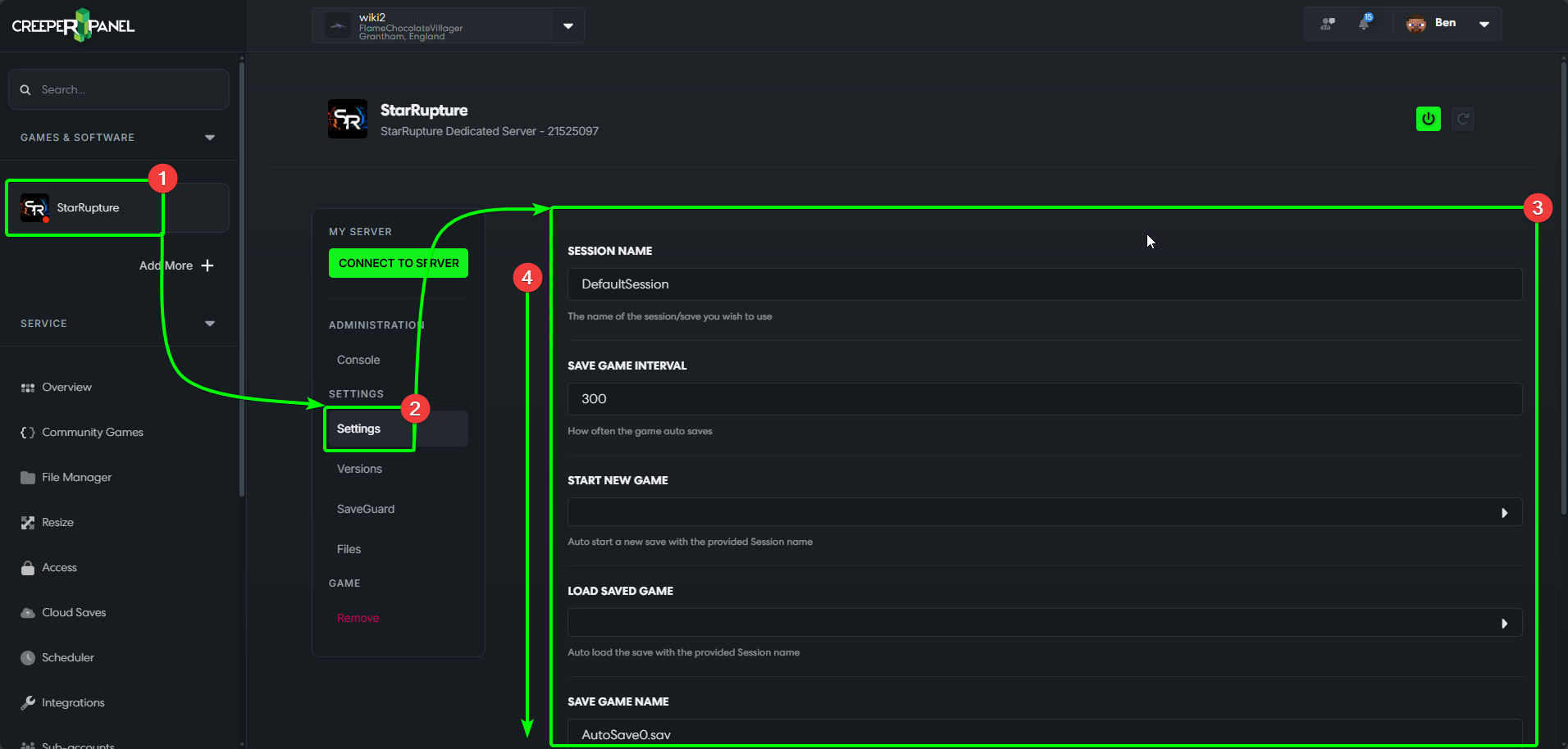 CreeperPanel StarRupture Settings