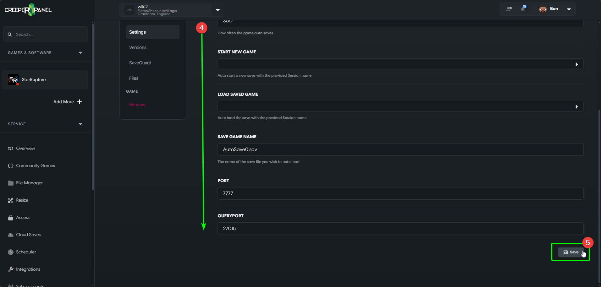 CreeperPanel StarRupture Settings