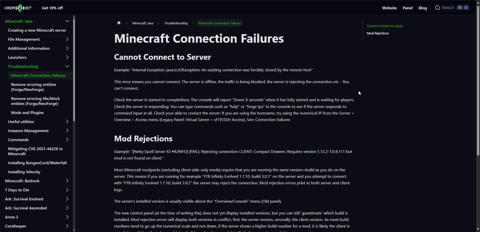 CreeperPanel SupportWizard