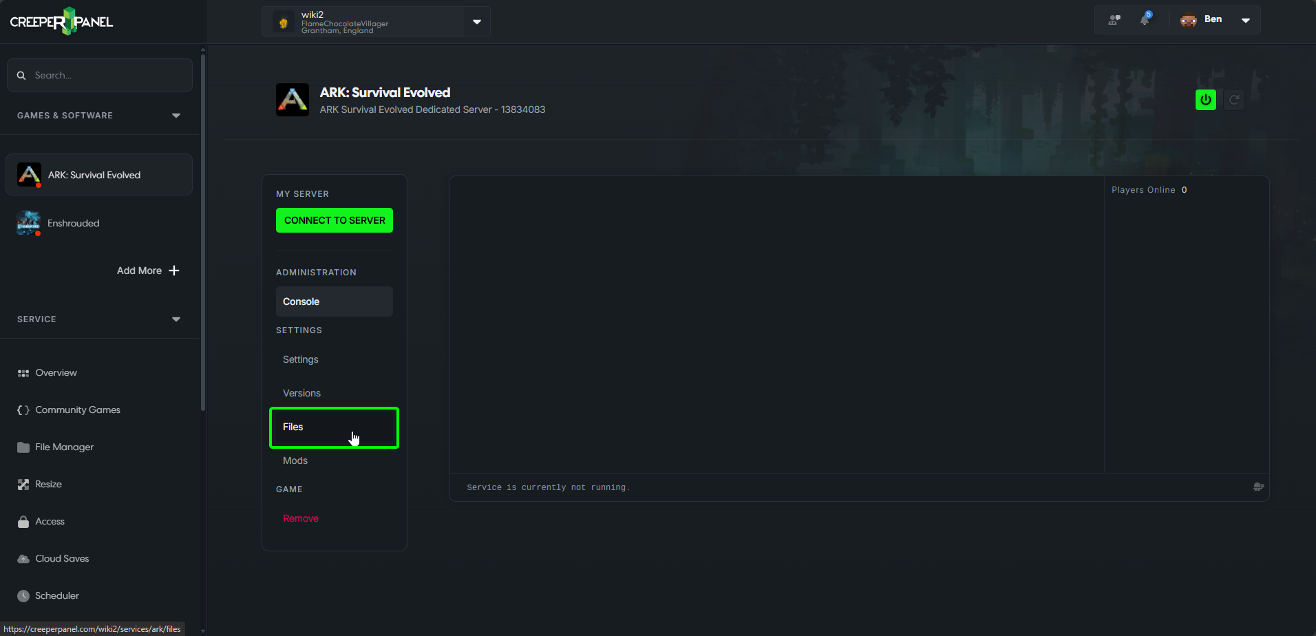 CreeperPanel Ark SE Console