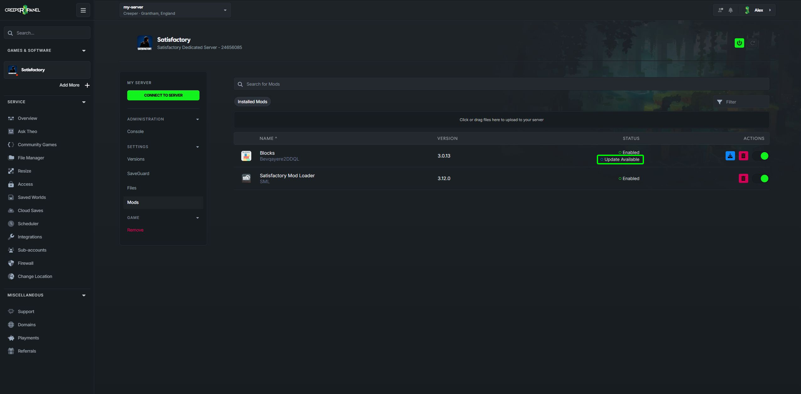 An available mod update