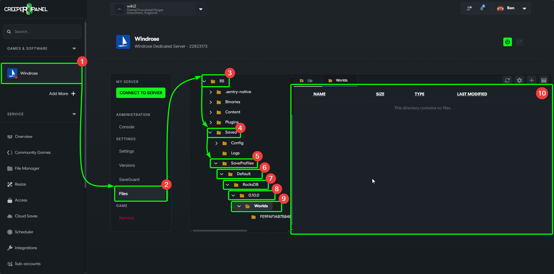 CreeperPanel Windrose SP Upload