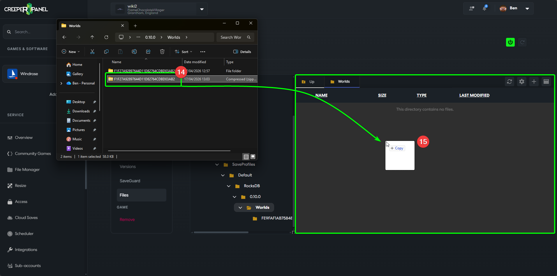 CreeperPanel Windrose SP Upload