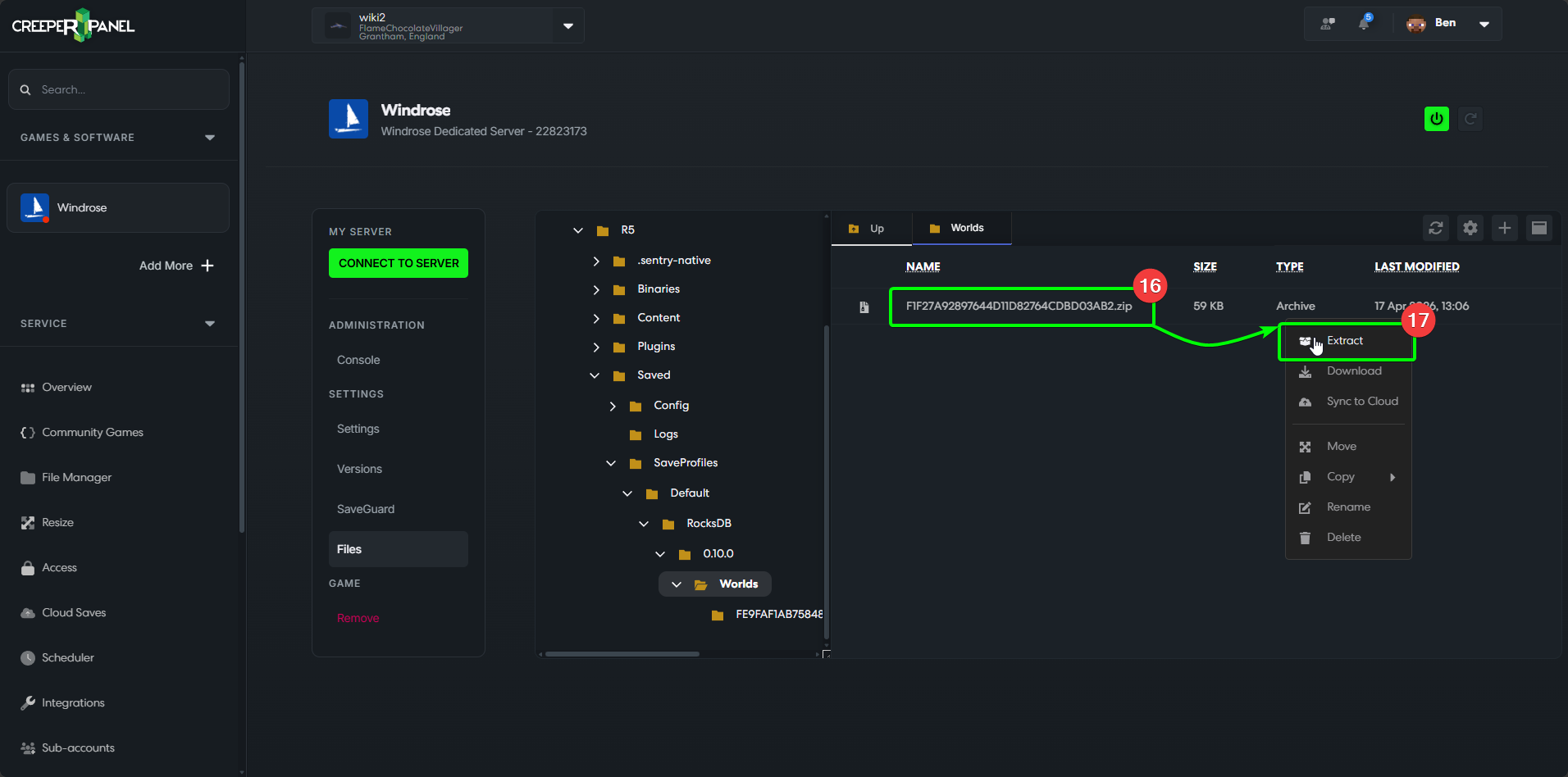 CreeperPanel Windrose SP Upload