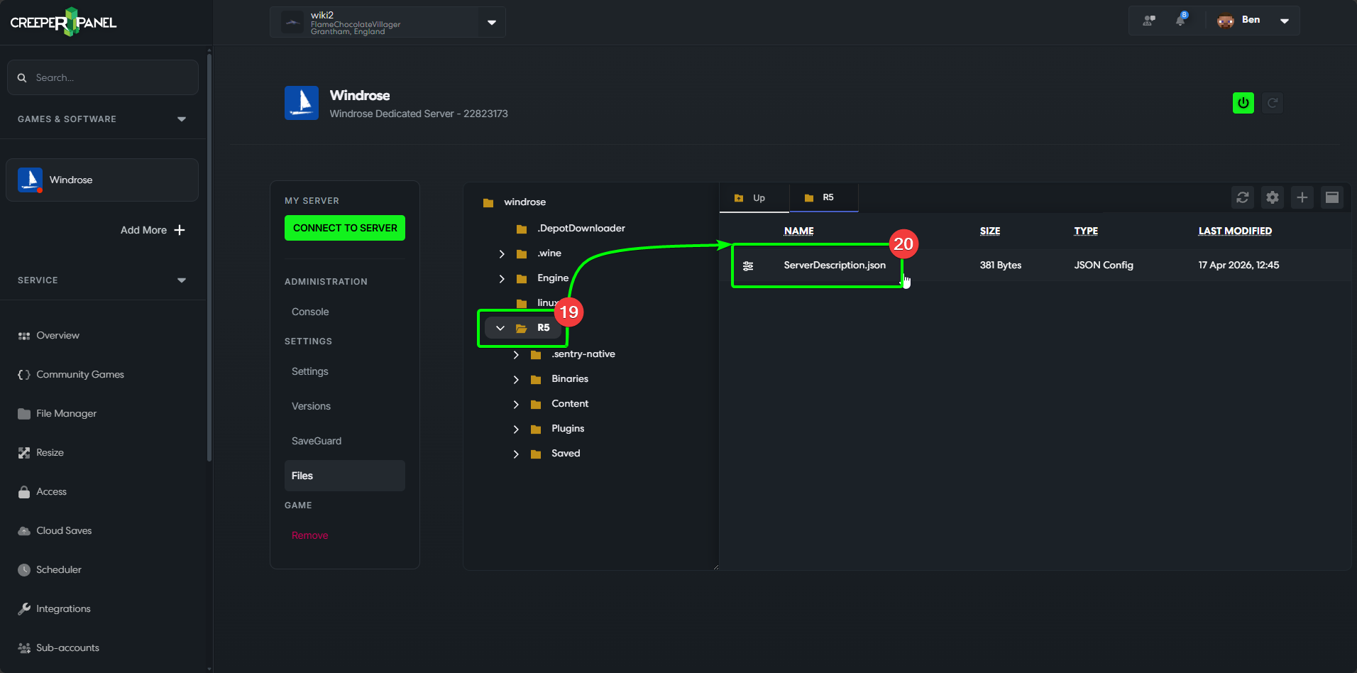 CreeperPanel Windrose SP Upload