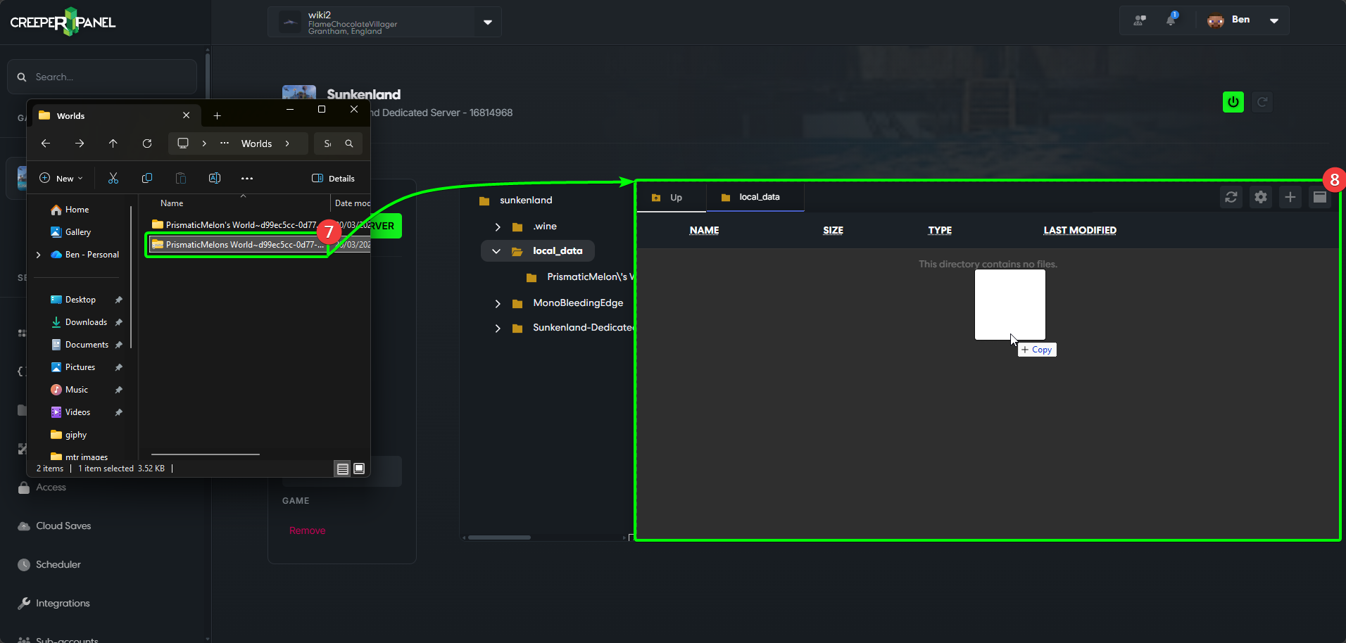 CreeperPanel Sunkenland World Upload