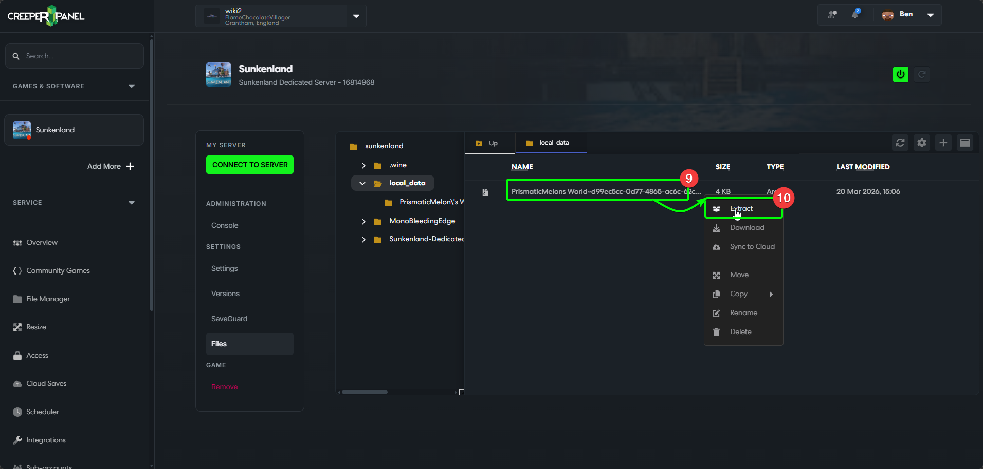 CreeperPanel Sunkenland World Upload