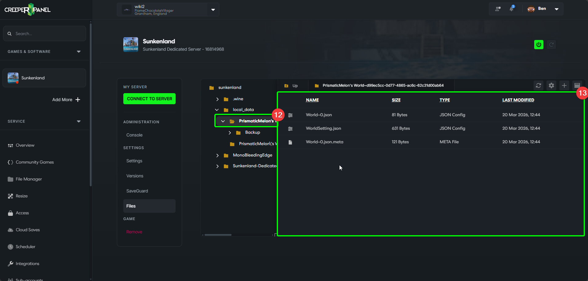 CreeperPanel Sunkenland World Upload