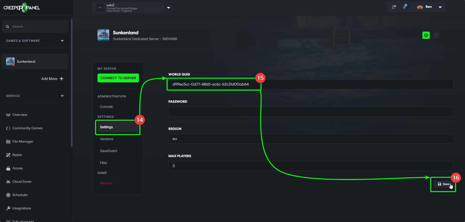 CreeperPanel Sunkenland World Upload