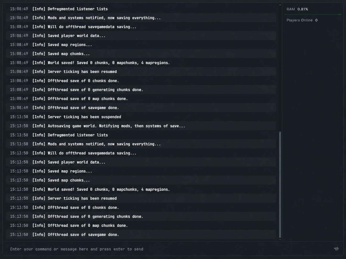 CreeperHost live console